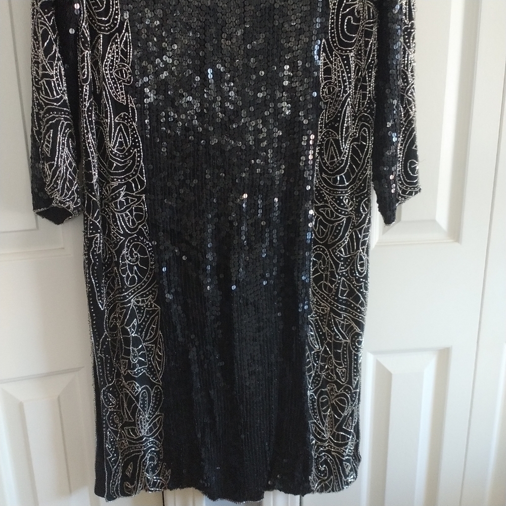 Joseph Le Bon Paris Hong Kong New York Black Sequins & Beaded Vintage Dress 12 - Picture 5 of 11